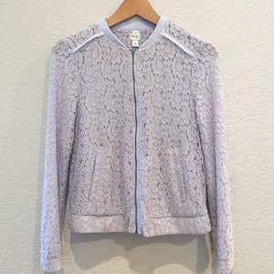 Lauren Conrad LC- Powder blue Lace Bomber Jacket